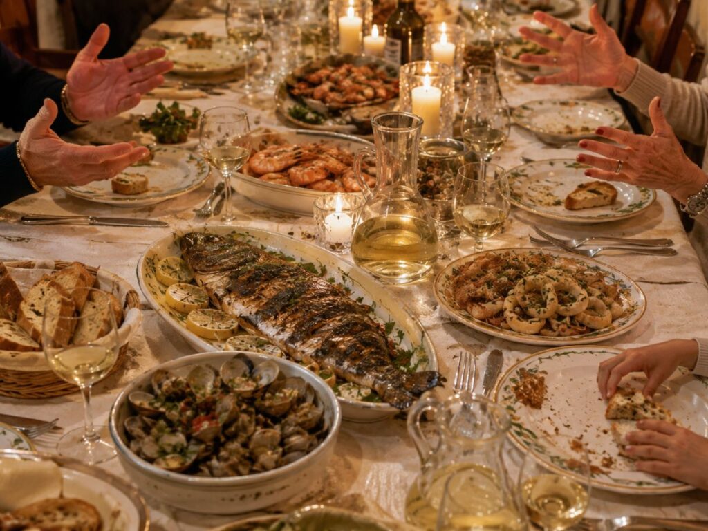 Cheese on seafood (Vigilia)