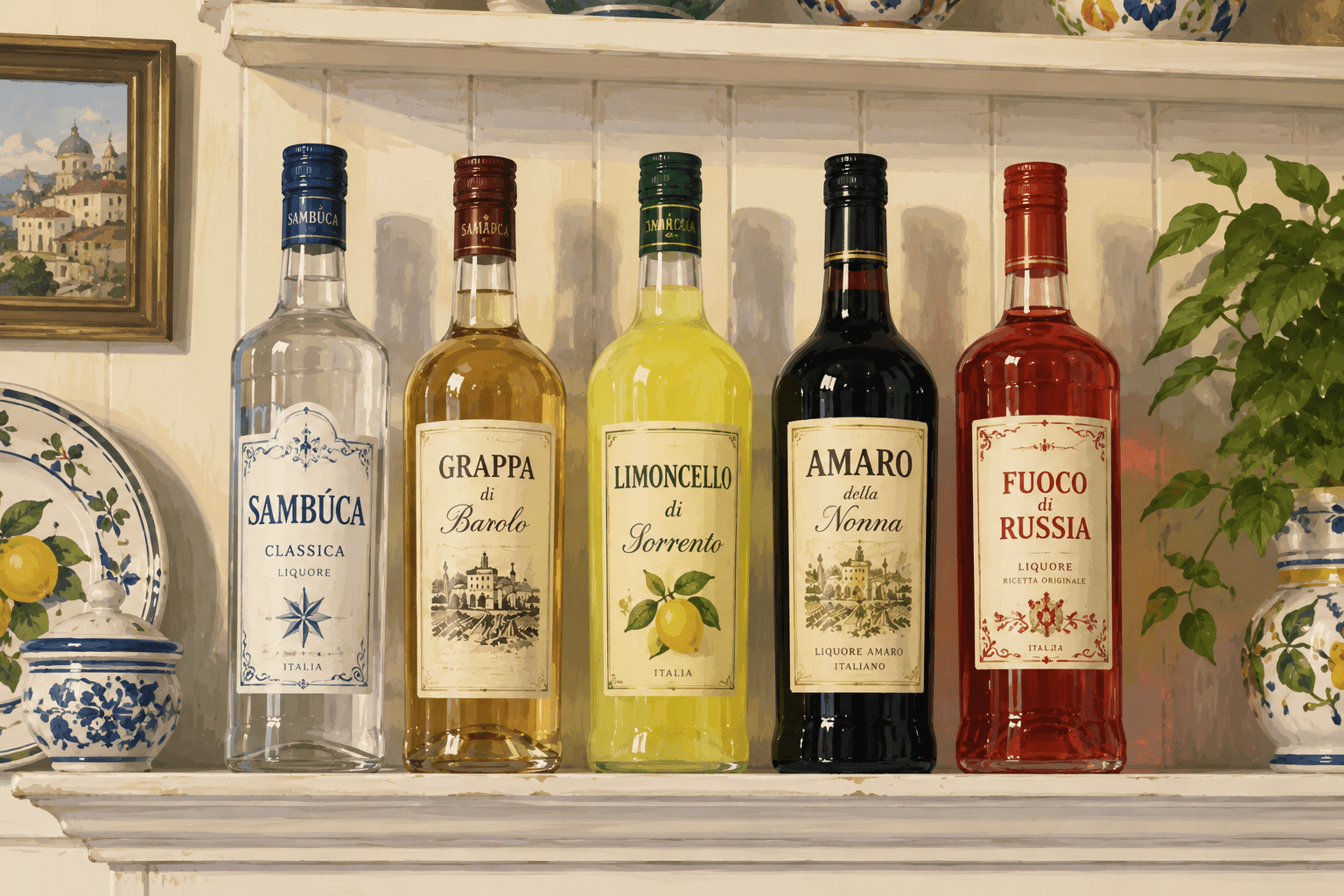 Digestivo bottles on a shelf