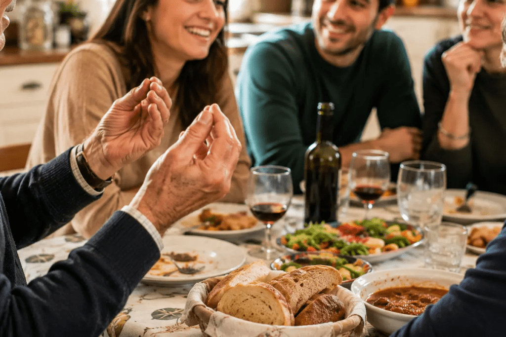 Italian hand gestures at the dinner table