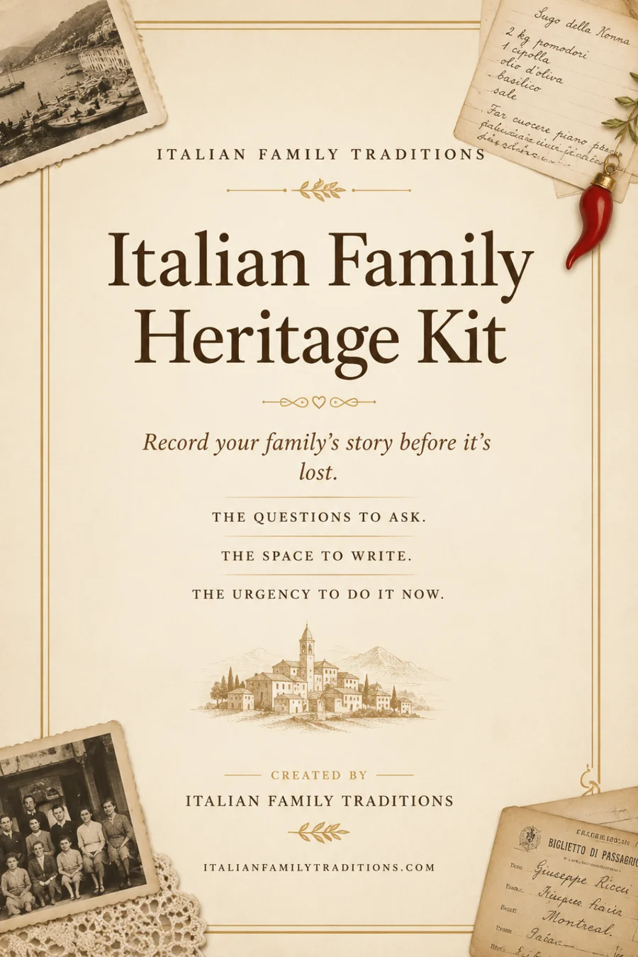 Italian Family Heritage Kit — 133-page printable family history workbook