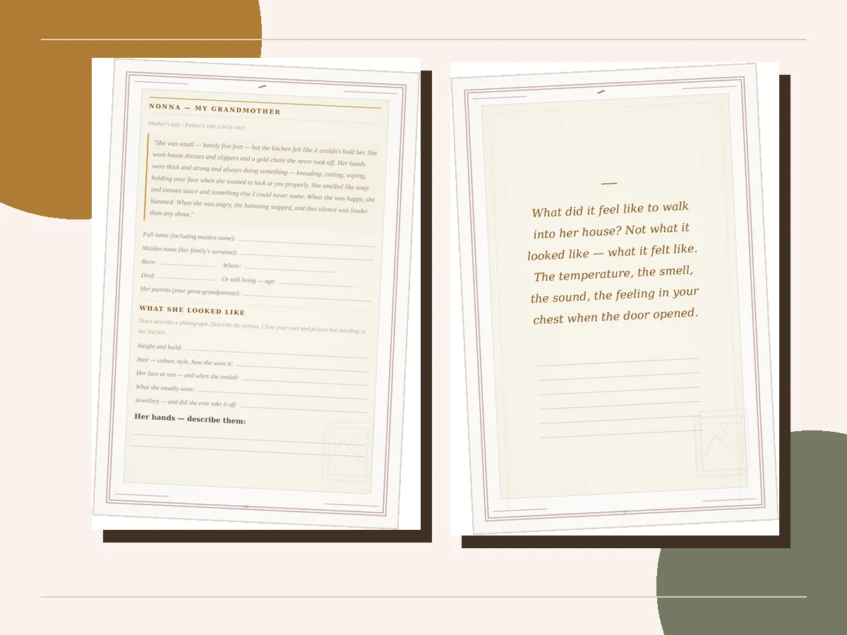 Grandparent portrait and memory pages