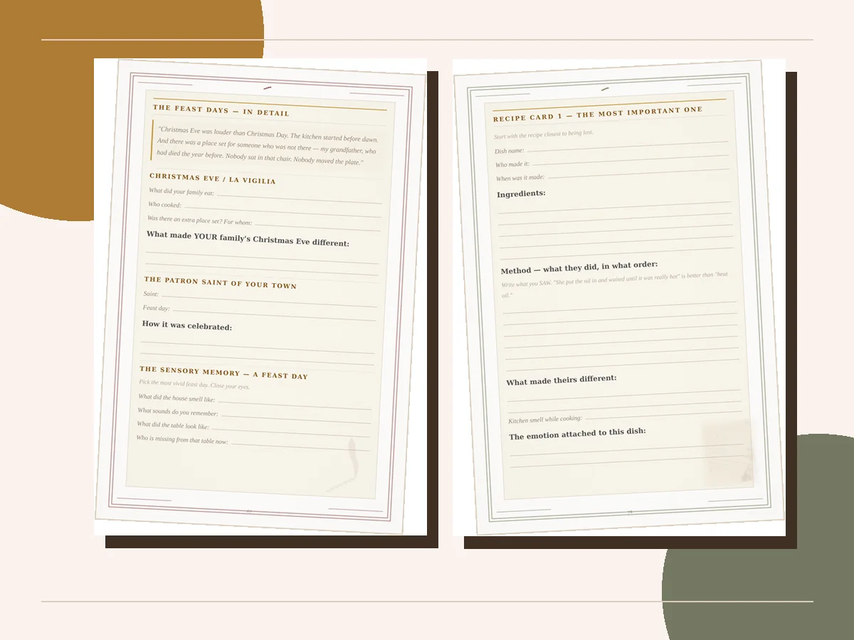 Italian traditions and recipe pages