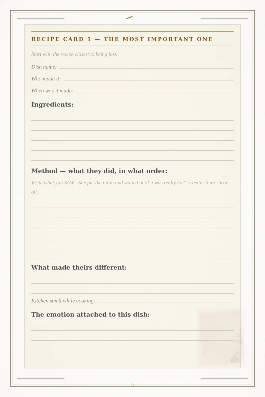 Recipe and tradition page preview