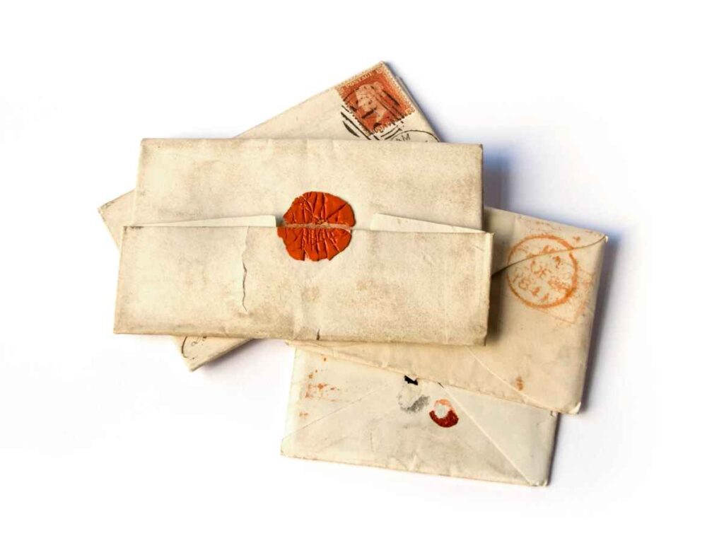 Stack of old family letters and envelopes used to trace an Italian town of origin