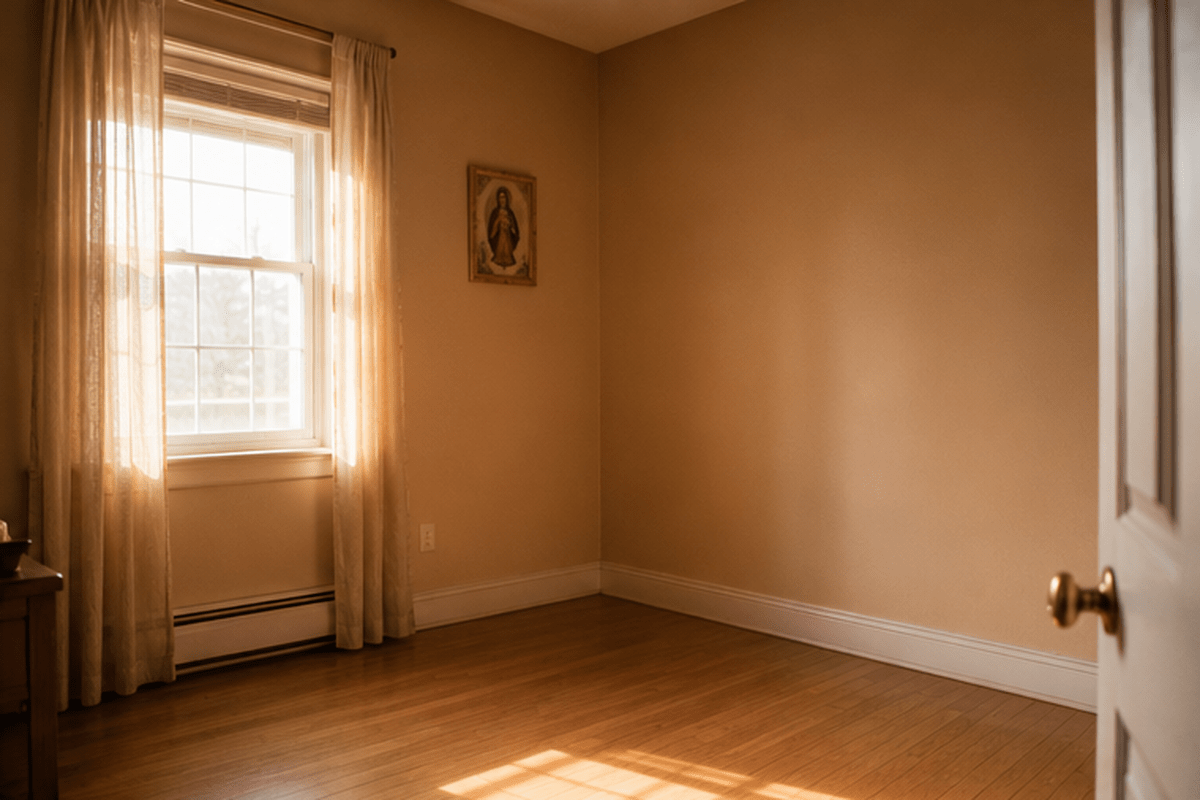 An empty unprepared nursery — Italian pregnancy superstition meant buying nothing for the baby before it arrived safely